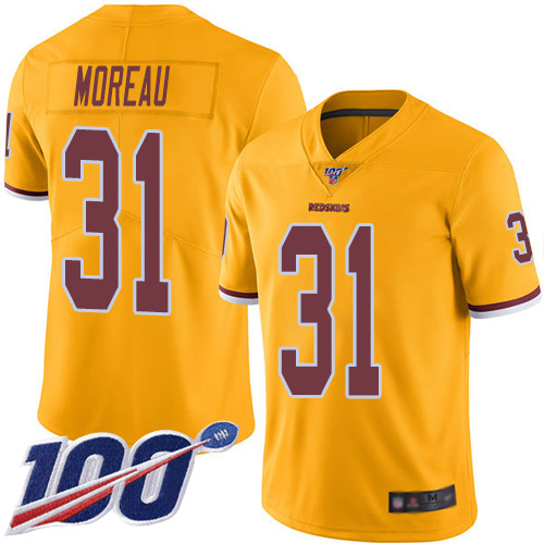 Washington Redskins Limited Gold Men Fabian Moreau Jersey NFL Football #31 100th Season Rush